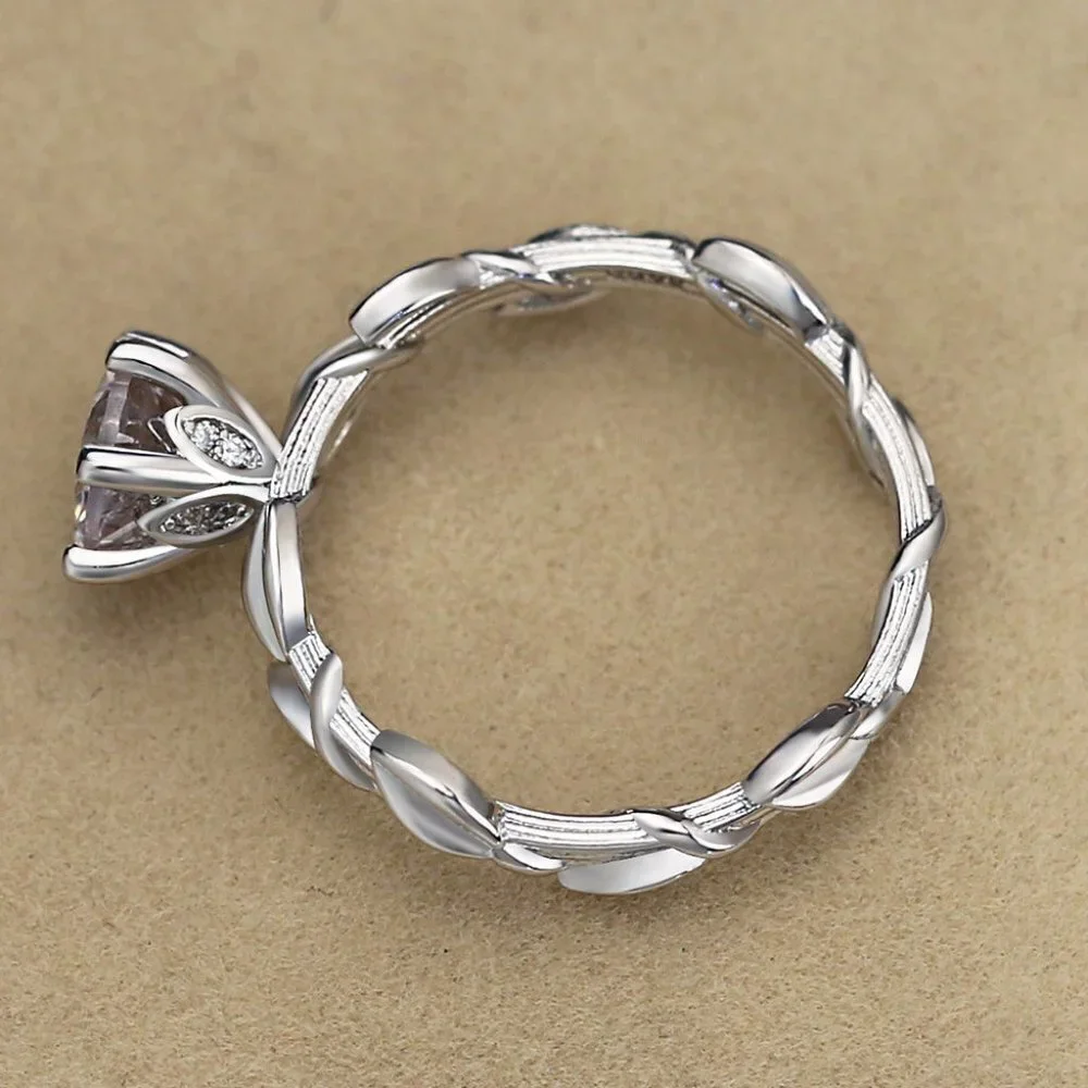 🌸Lovely 925 Silver Plated Fashion Bijoux Leaf Ring For Woman, GPMB1506